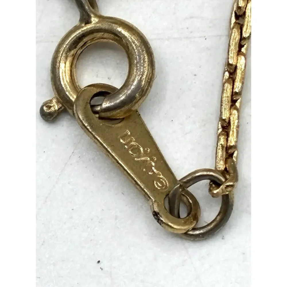 Vintage Avon Sterling Silver Gold Vermeil Open Heart Baguette Necklace